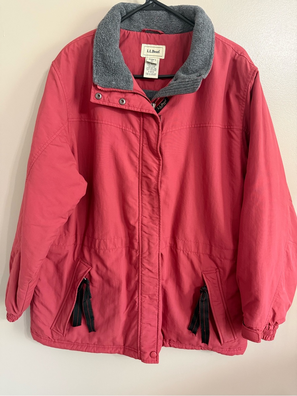 Vtg L.L.Bean 3-Season Nylon Jacket Trail Polartec Thinsulate Salmon Red XLP